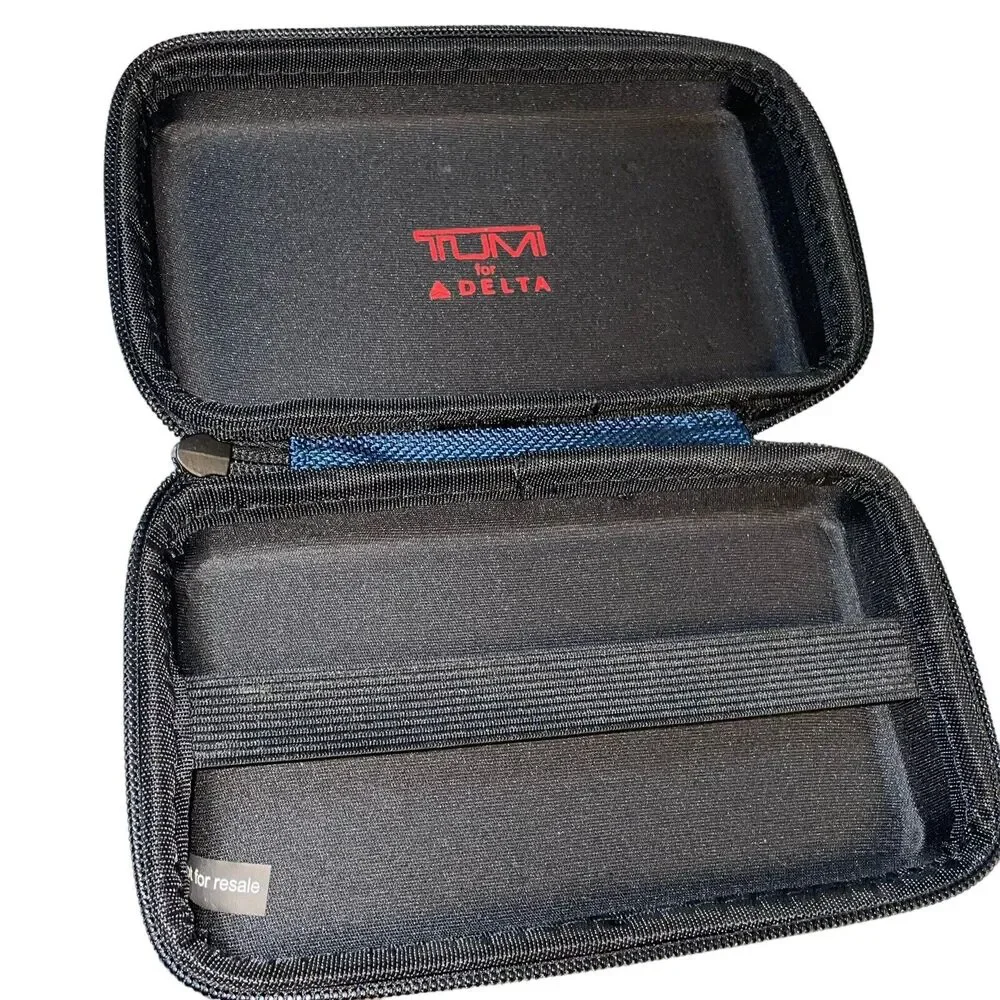 Tumi for Delta First Class Amenity Travel Hard Case Only Blue Zip Around Holiday